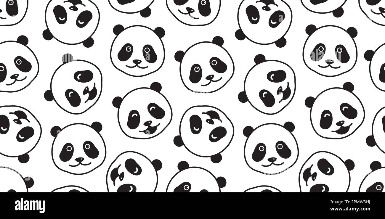 Bär nahtloser Mustervektor Panda isolierter Polarbärkopf Doodle Hintergrundbild Stock Vektor