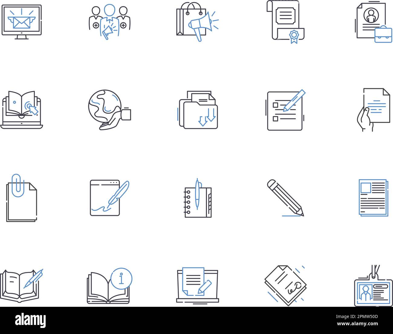 Symbolsammlung für Remote Work Outline. Telearbeit, Telearbeit, extern, extern, extern, Home-Office-Vektor und Illustration Stock Vektor