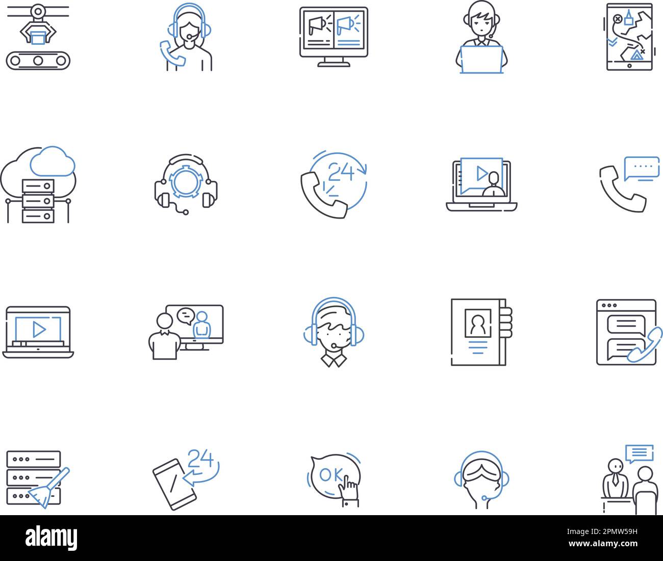 Zusammenfassende Symbolsammlung für Telekommunikation. Telekommunikation, Telekommunikation, Netzwerk, Sprache, Mobil, Service, Wireless-Vektor und Illustration Stock Vektor