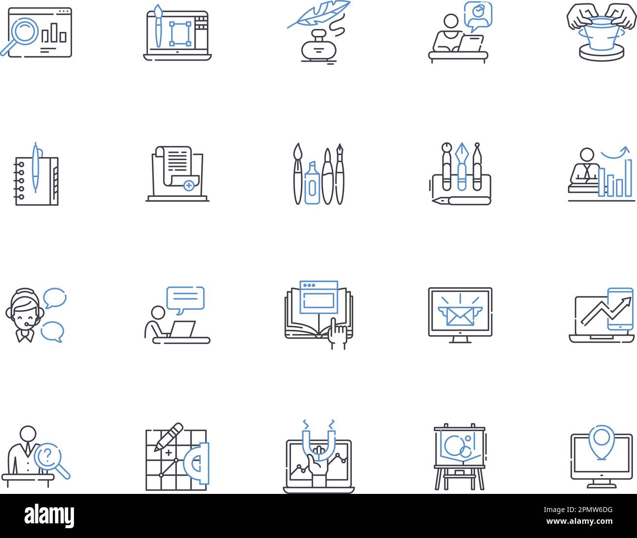 Symbolsammlung der Workshop-Übersicht. Workshop, Schulung, Seminar, Schulung, Konferenz, Skill, Class Vector und Illustration Concept Set. Handwerk Stock Vektor