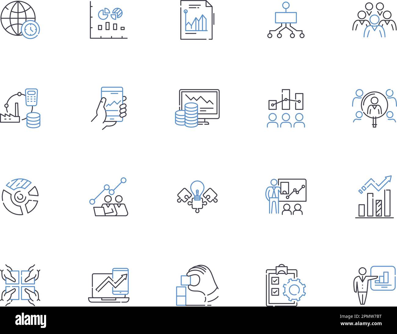 Symbolsammlung für Systemdesign. System, Konstruktion, Architektur, Modellierung, Algorithmus, Konzeptsatz für Codierung, Simulationsvektor und Illustration Stock Vektor