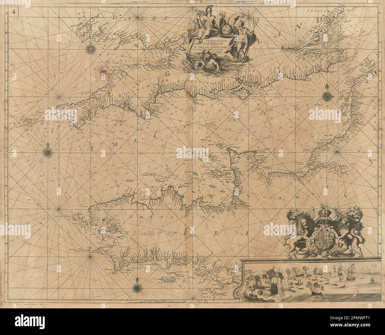Englischer Kanal. Südengland Und Wales. Die Normandie Der Bretagne. COLLINS 1693 Karte Stockfoto