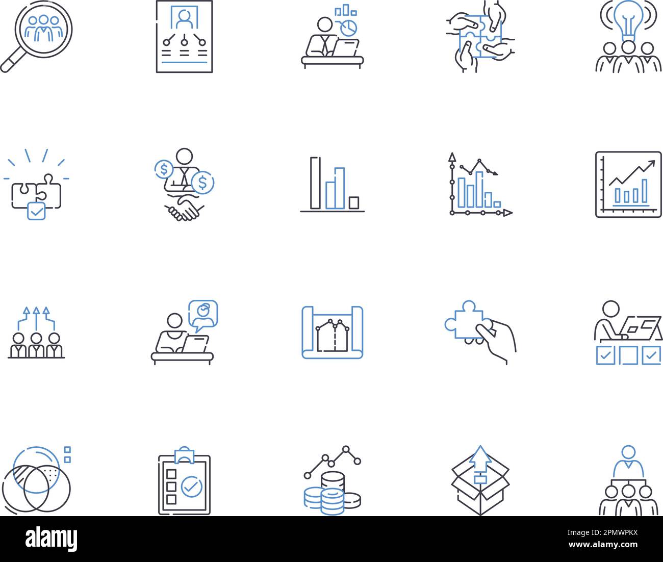 Symbolsammlung für Systemdesign. System, Konstruktion, Architektur, Modellierung, Algorithmus, Konzeptsatz für Codierung, Simulationsvektor und Illustration Stock Vektor