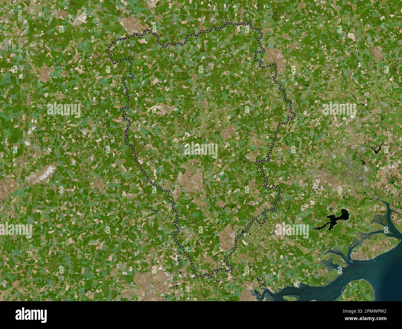 Braintree, nicht-Großstadtbezirk von England - Großbritannien. Hochauflösende Satellitenkarte Stockfoto