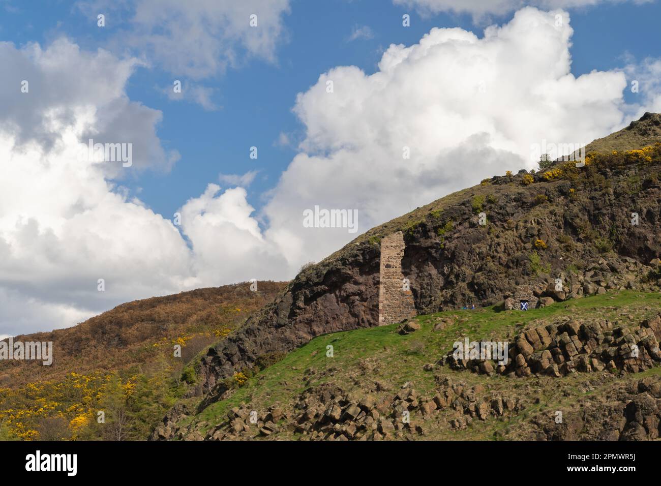 Ruinen der St.-Anthony-Kapelle auf den Felsen von Salisbury, Edinburgh Schottland, Stockfoto