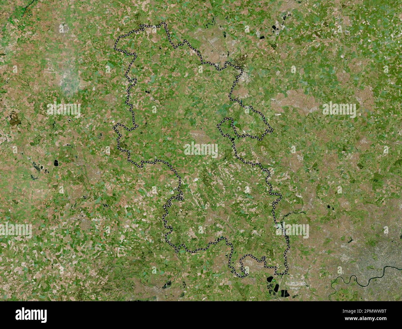Buckinghamshire, Verwaltungsbezirk England - Großbritannien. Hochauflösende Satellitenkarte Stockfoto