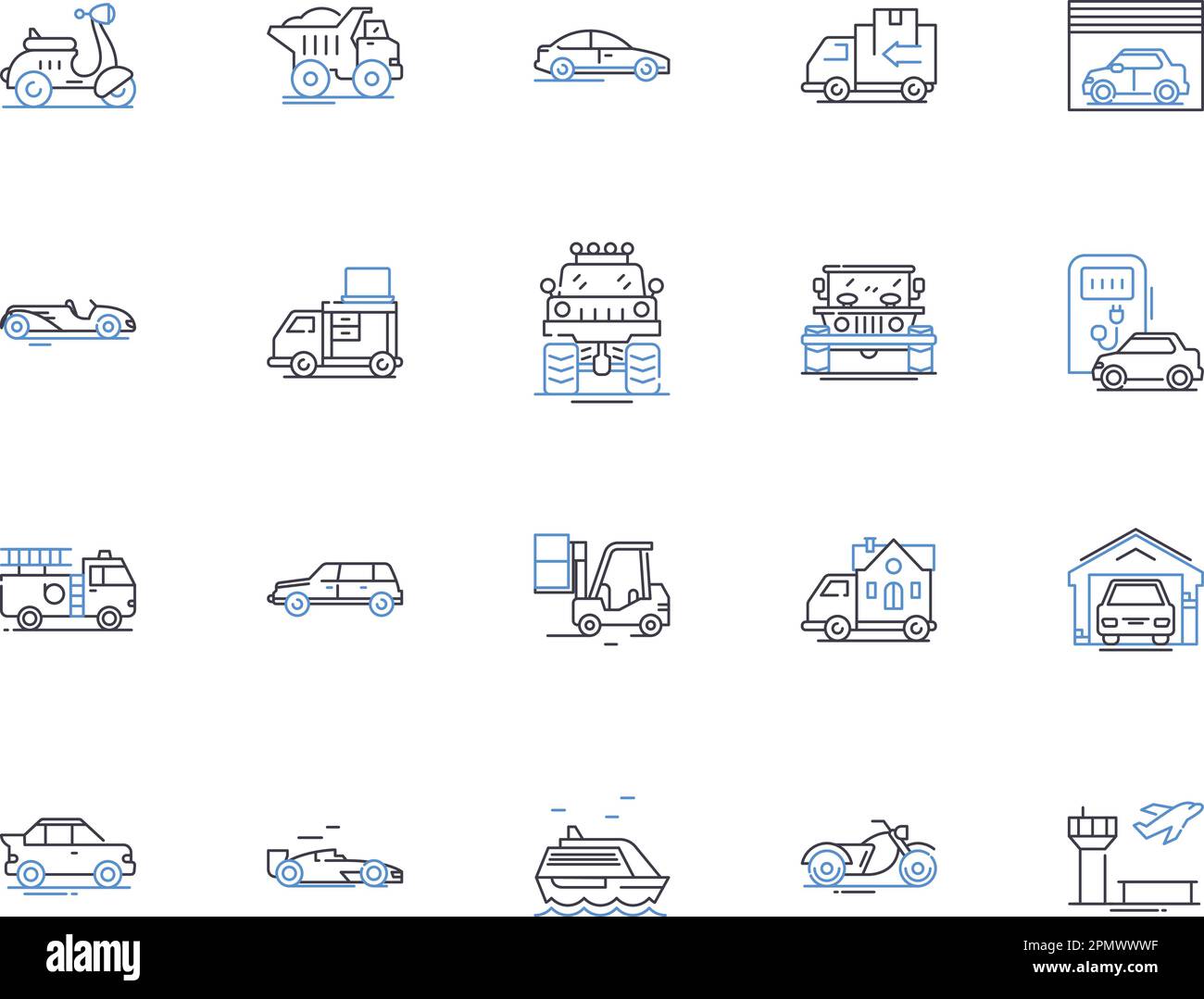 Symbolsammlung für Fahrzeuge und Transporte. Auto, Transport, Automobil, Motoren, Fahren, Reifen, Räder, Vektor- und Illustrationssatz. Benzin Stock Vektor