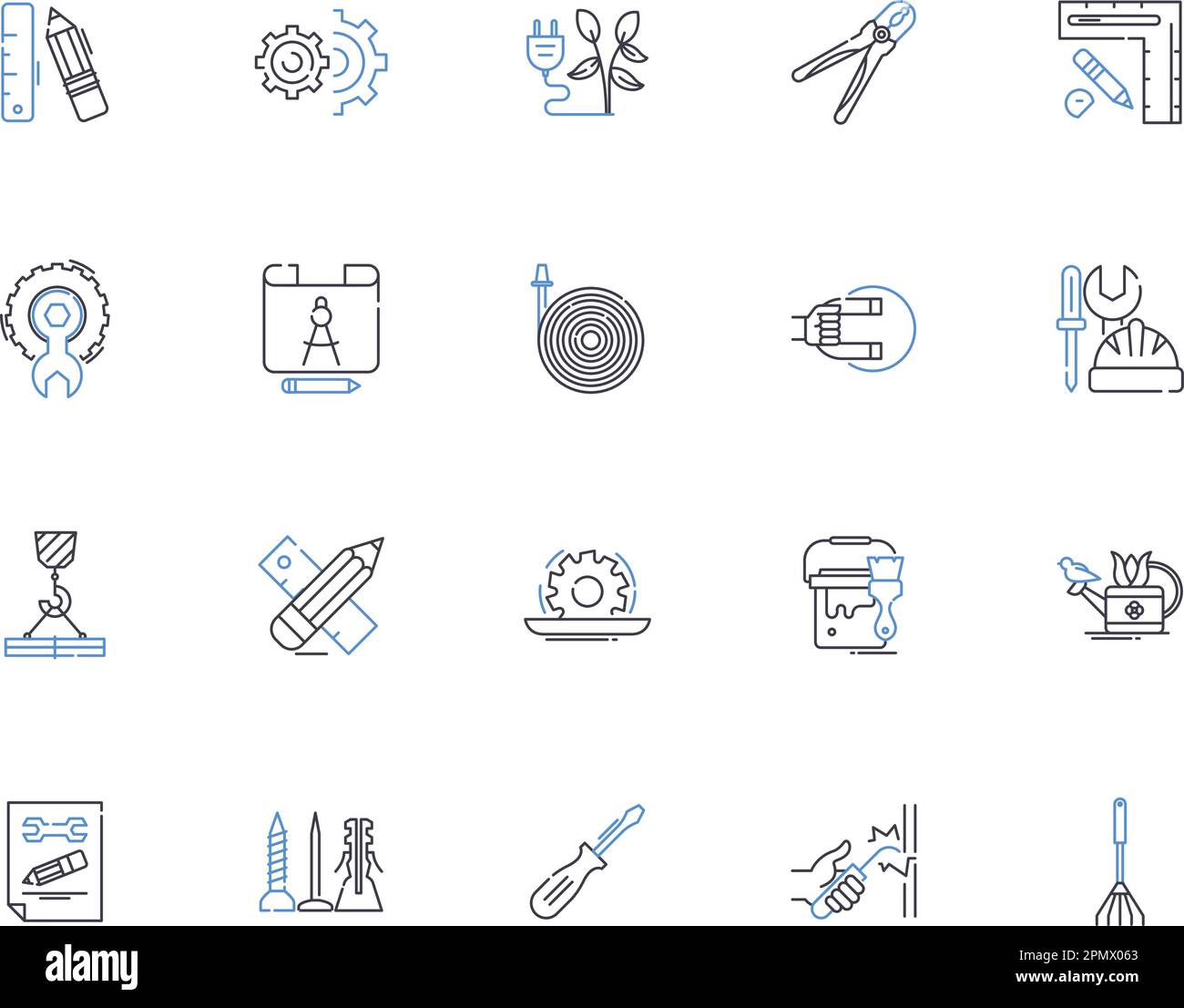 Engineering-Technologien stellen die Symbolsammlung dar. Technologien, Technik, Maschinenbau, Bauwesen, Elektrik, Chemical, Electronics Vector und Stock Vektor