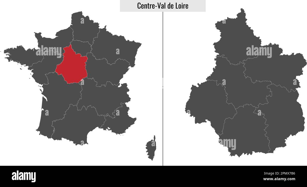 Karte der französischen Region Centre-Val de Loire und Lage auf französischer Karte Stock Vektor