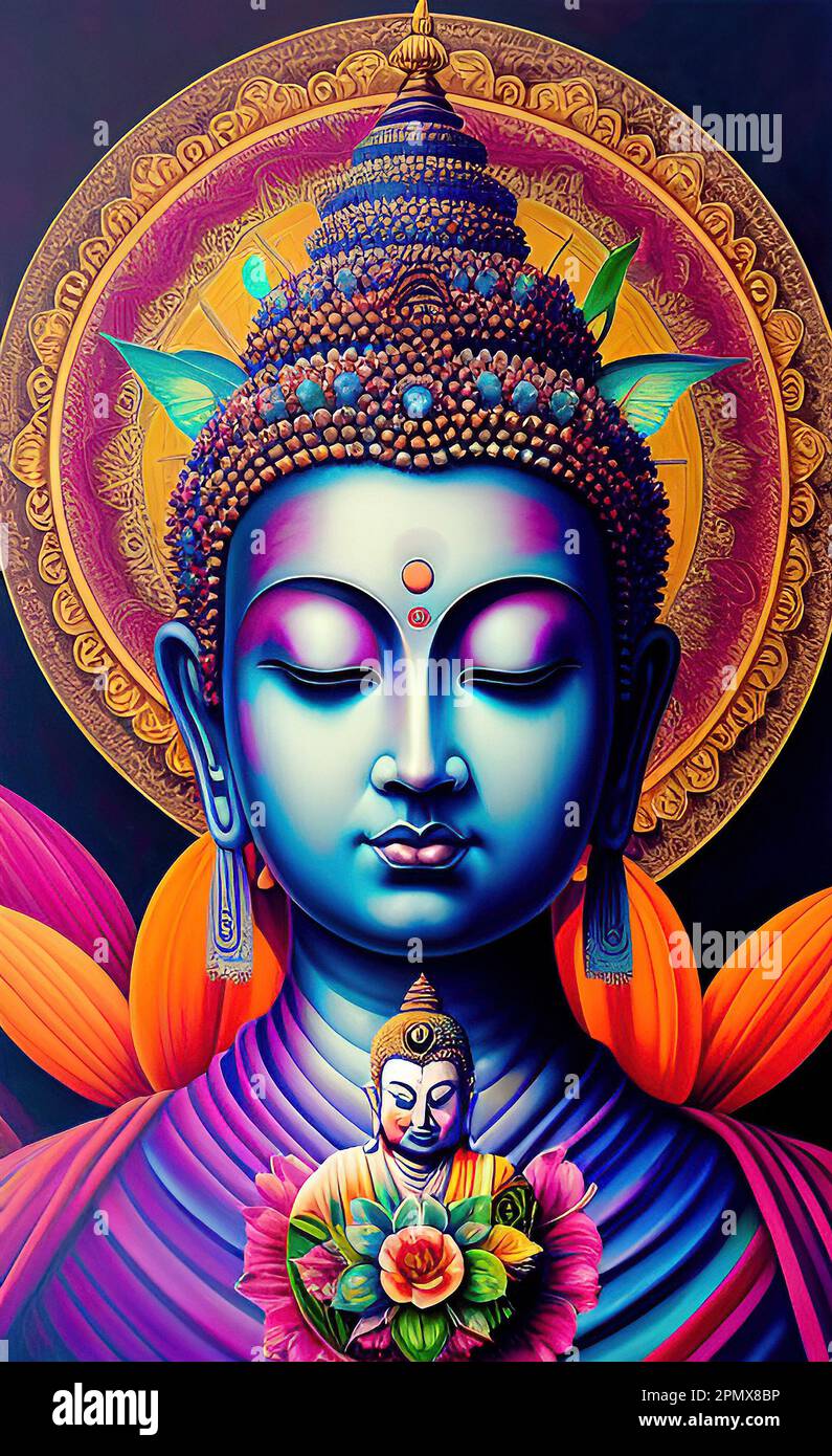 Bunte Buddha-Kunst Stockfoto