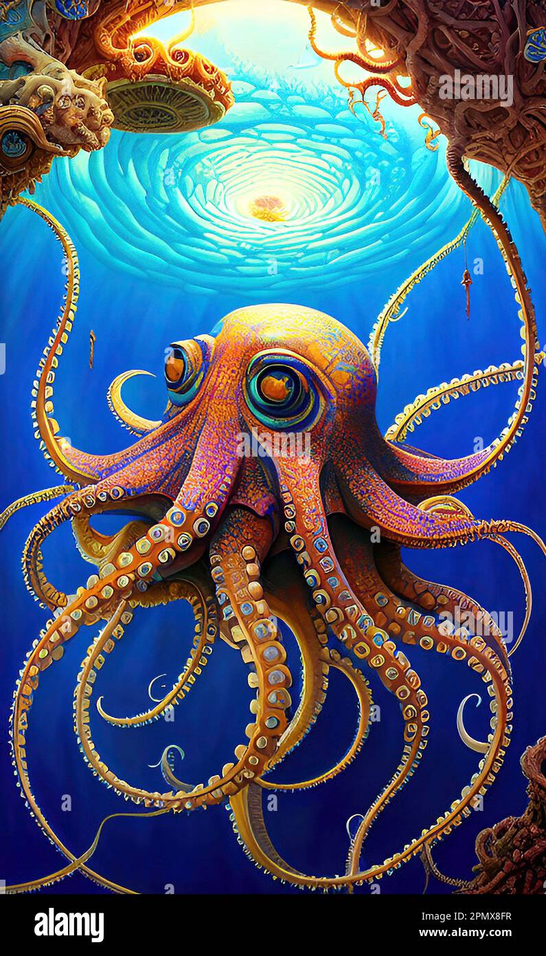 Fantasy Octopus Art Stockfoto