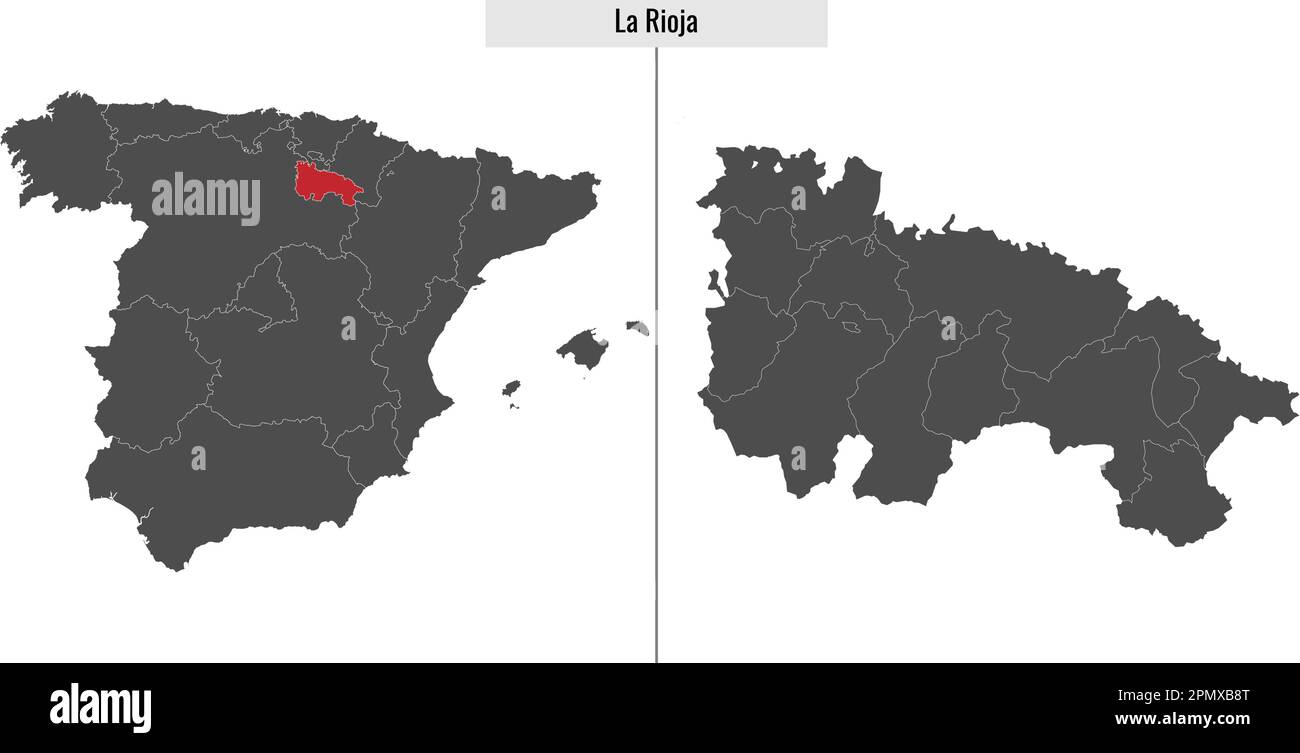 Karte der autonomen Gemeinde La Rioja von Spanien und Lage auf der spanischen Karte Stock Vektor