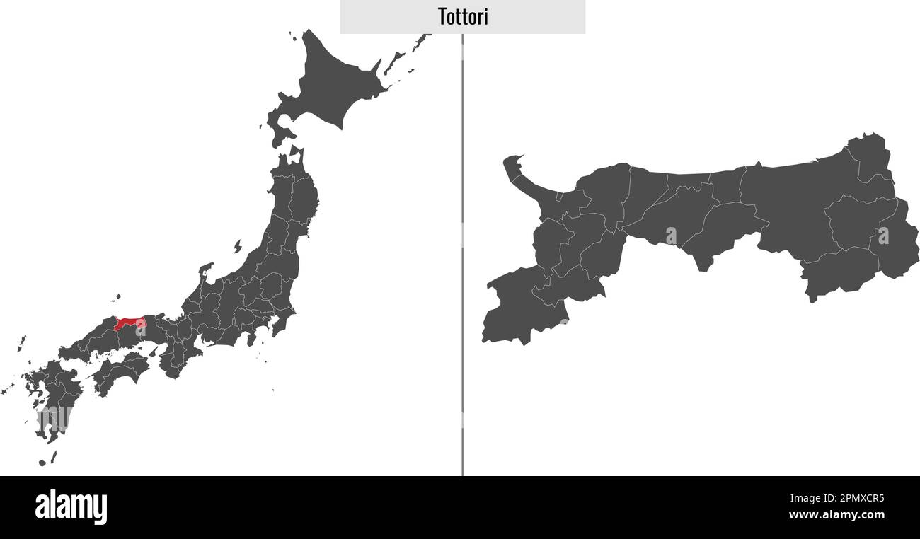 Karte der japanischen Präfektur Tottori und Lage auf japanischer Karte Stock Vektor