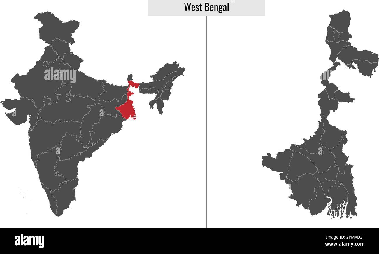 Karte des westbengalischen Bundesstaats Indien und Lage auf der indischen Karte Stock Vektor