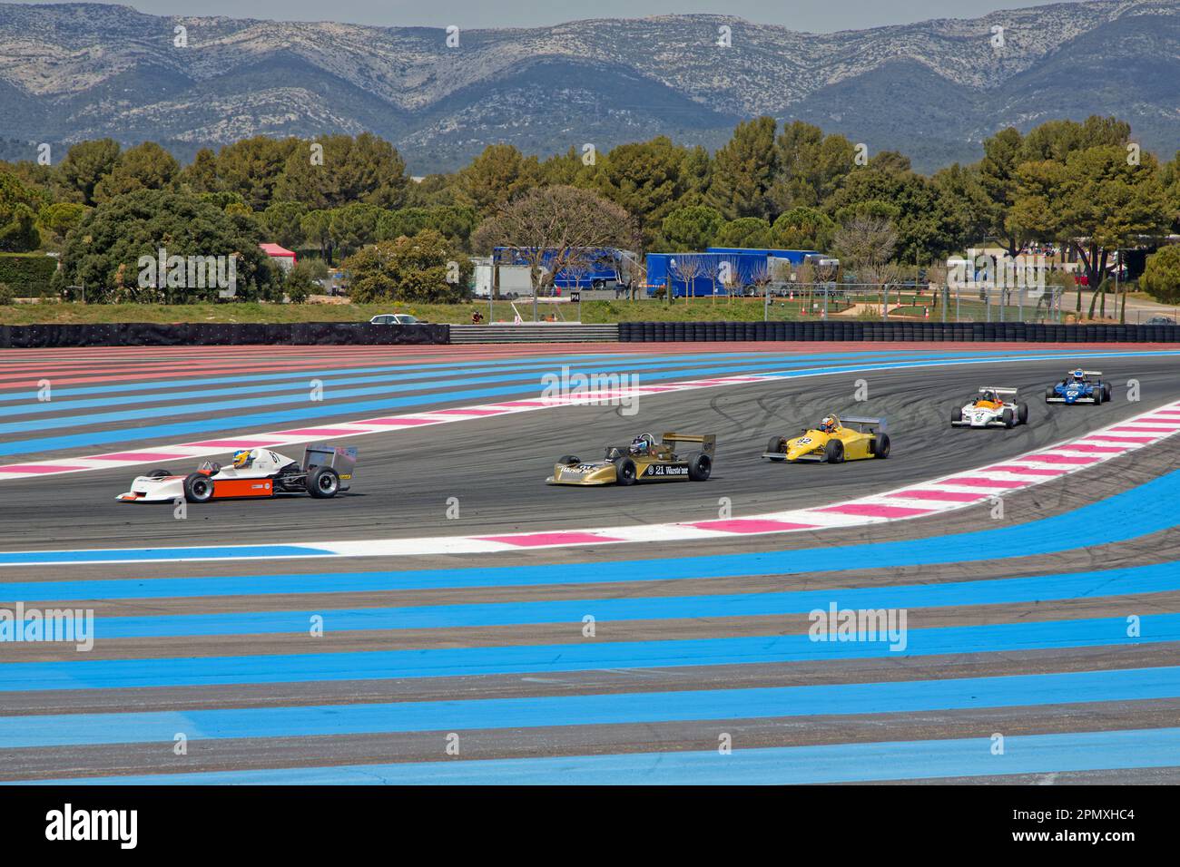 LE CASTELLET, FRANKREICH, 9. April 2023 : Historisches Formel-3-Rennen während des fünften französischen historischen Grand Prix auf der Rennstrecke Paul Ricard Stockfoto