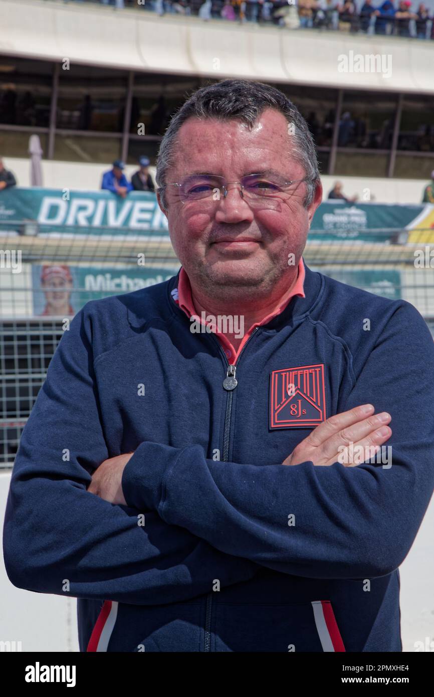 LE CASTELLET, FRANKREICH, 9. April 2023 : ehemaliger Teammanager von McLaren und Renault F1, Eric Bouillier, während des fünften französischen historischen Grand Prix am Stockfoto