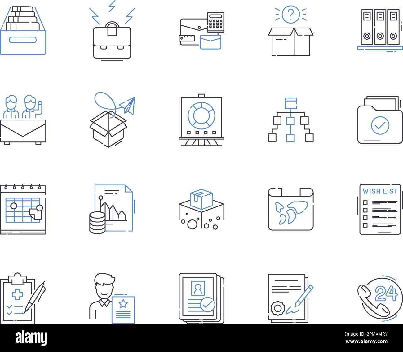 Die Symbolsammlung von Geschäftsdateien und Ordnern ist umrissen. Datei ...