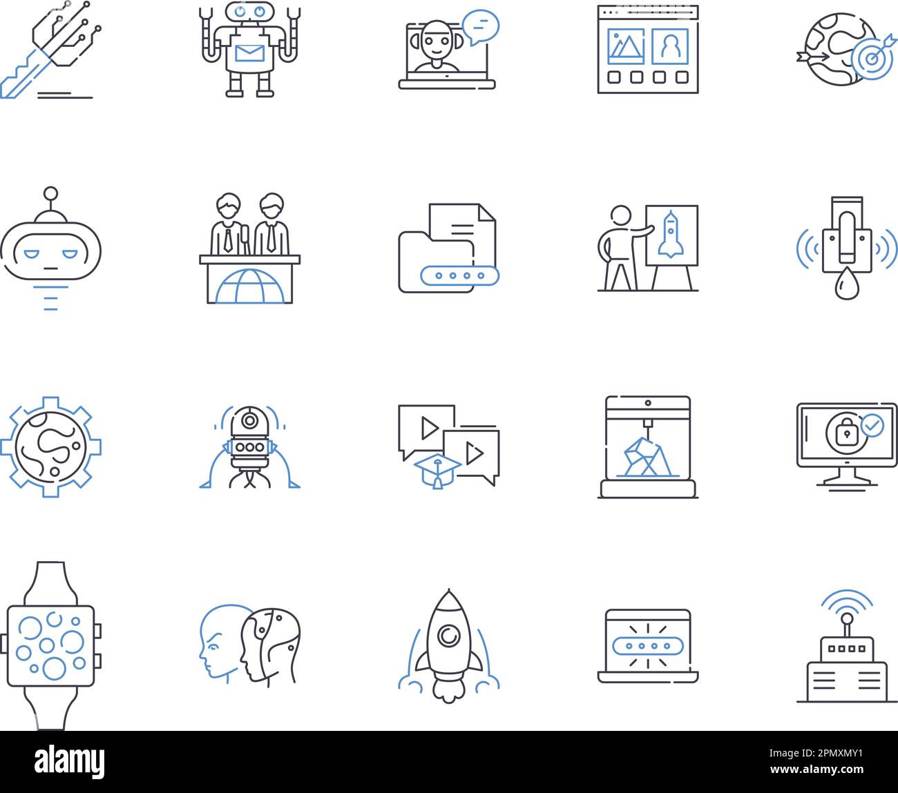 Symbolsammlung für die Softwareentwicklung. Software, Entwicklung, Codierung, Programmierung, Debugging, Testen, Entwerfen von Vektoren und Illustrationen Stock Vektor