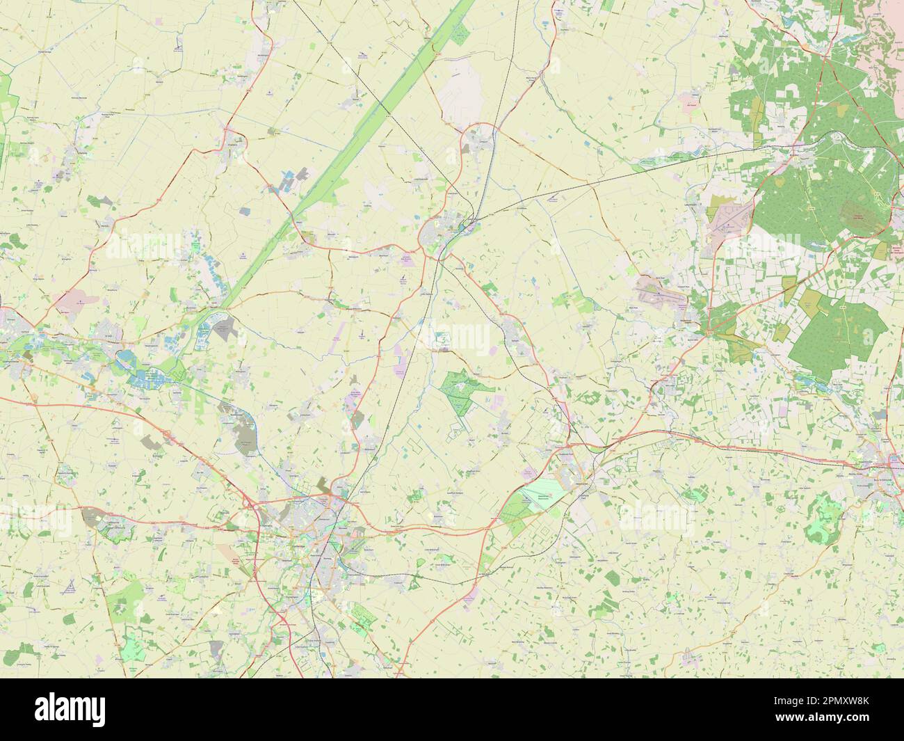 East Cambridgeshire, nicht-Metropolregion von England - Großbritannien. Straßenkarte Öffnen Stockfoto