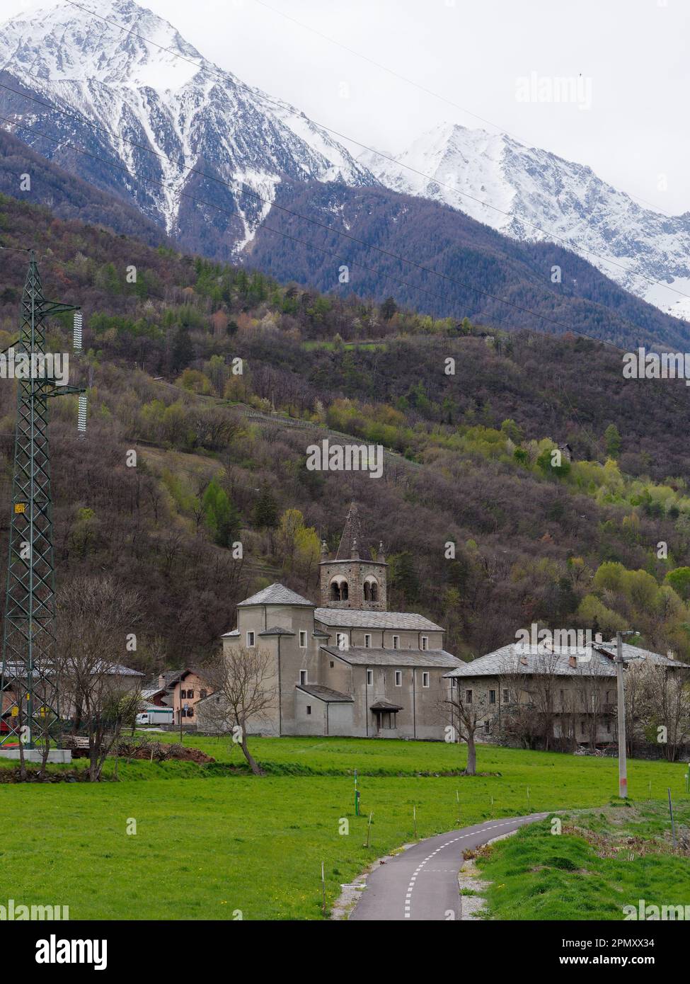 Kirche San Maurizio in Fenis in der Region Aosta Valley in Italien Stockfoto