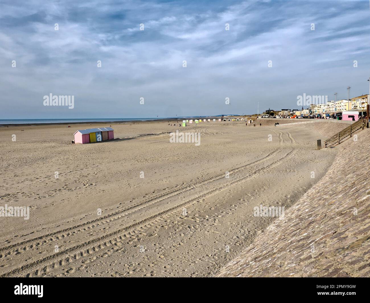 Strand von Berck sur Mer, eine Gemeinde im nördlichen französischen Departement Pas-de-Calais Stockfoto