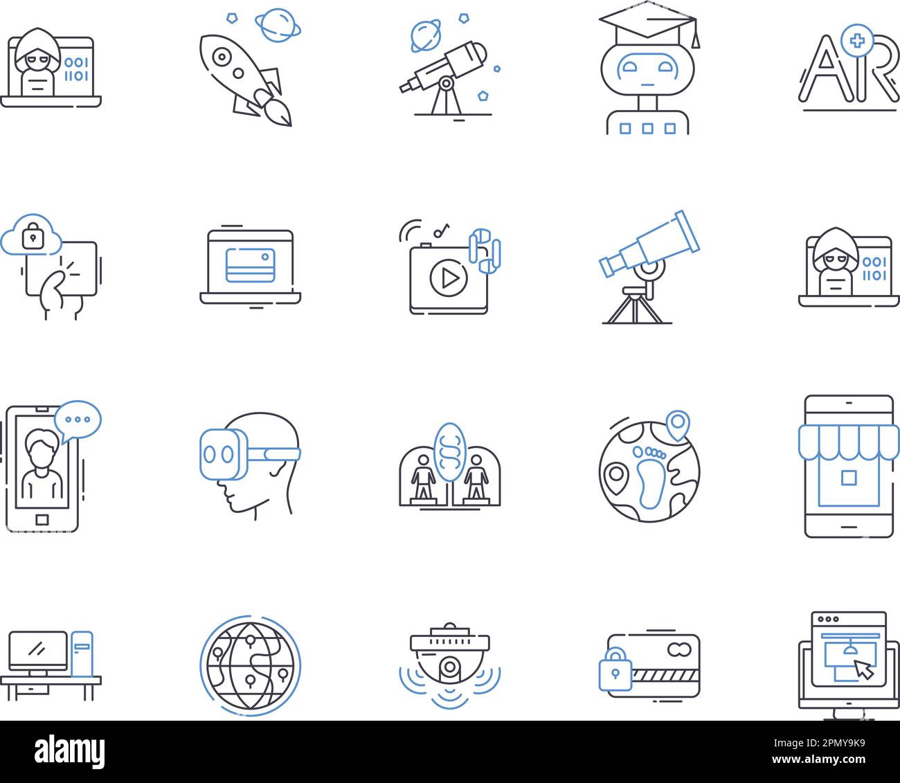 Symbolsammlung für die Softwareentwicklung. Software, Entwicklung, Codierung, Programmierung, Debugging, Testen, Entwerfen von Vektoren und Illustrationen Stock Vektor