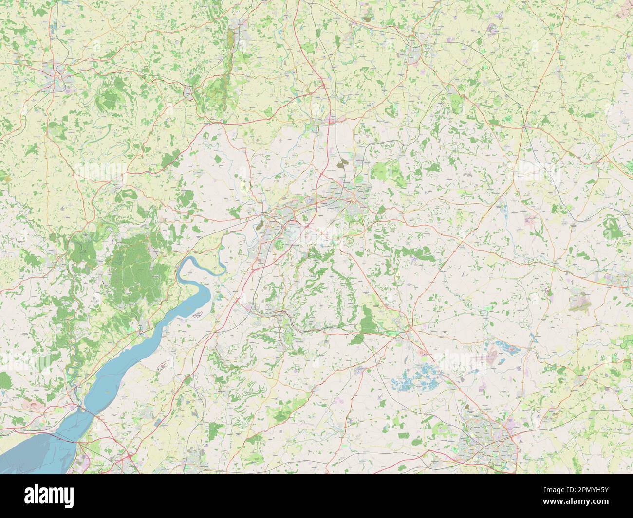 Gloucestershire, Verwaltungsbezirk England - Großbritannien. Straßenkarte Öffnen Stockfoto