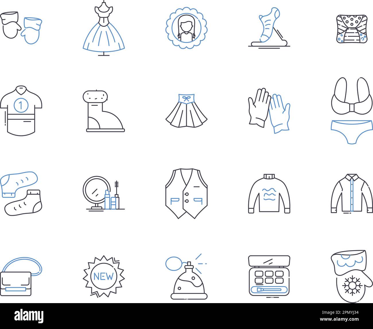 Outline Icons Kollektion für den Einzelhandel. Geschäft, Einkaufen, Outlet, Handel, Merchandise, Konzeptsatz „Trade“, „Buy Vector“ und „Illustration“. Verkauf, Einkauf Stock Vektor