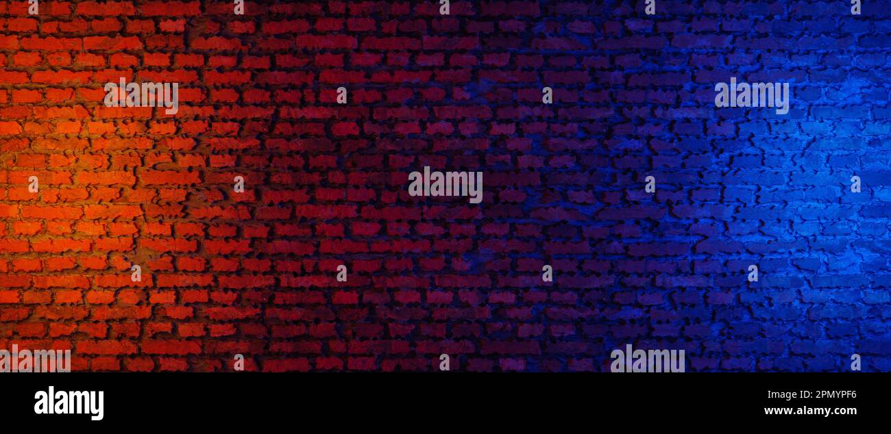 Beleuchteter Grunge-Hintergrund aus Ziegelmauern. 3D-Rendering Stockfoto