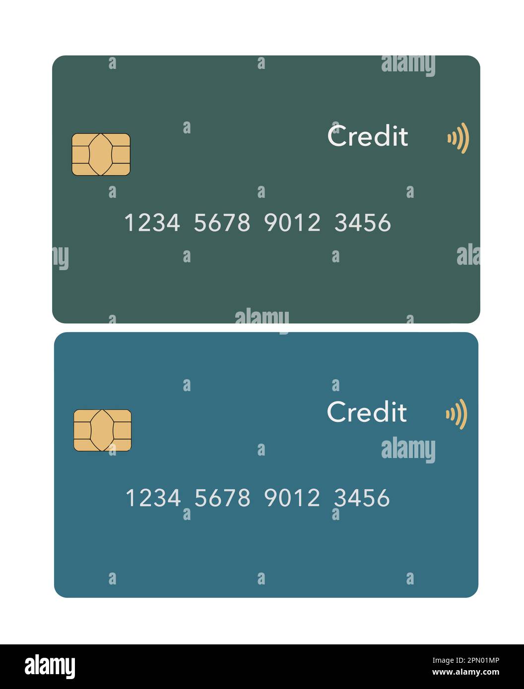 Hier sehen Sie eine realistische falsche Kreditkarte oder Debitkarte im Vektorformat. Stock Vektor