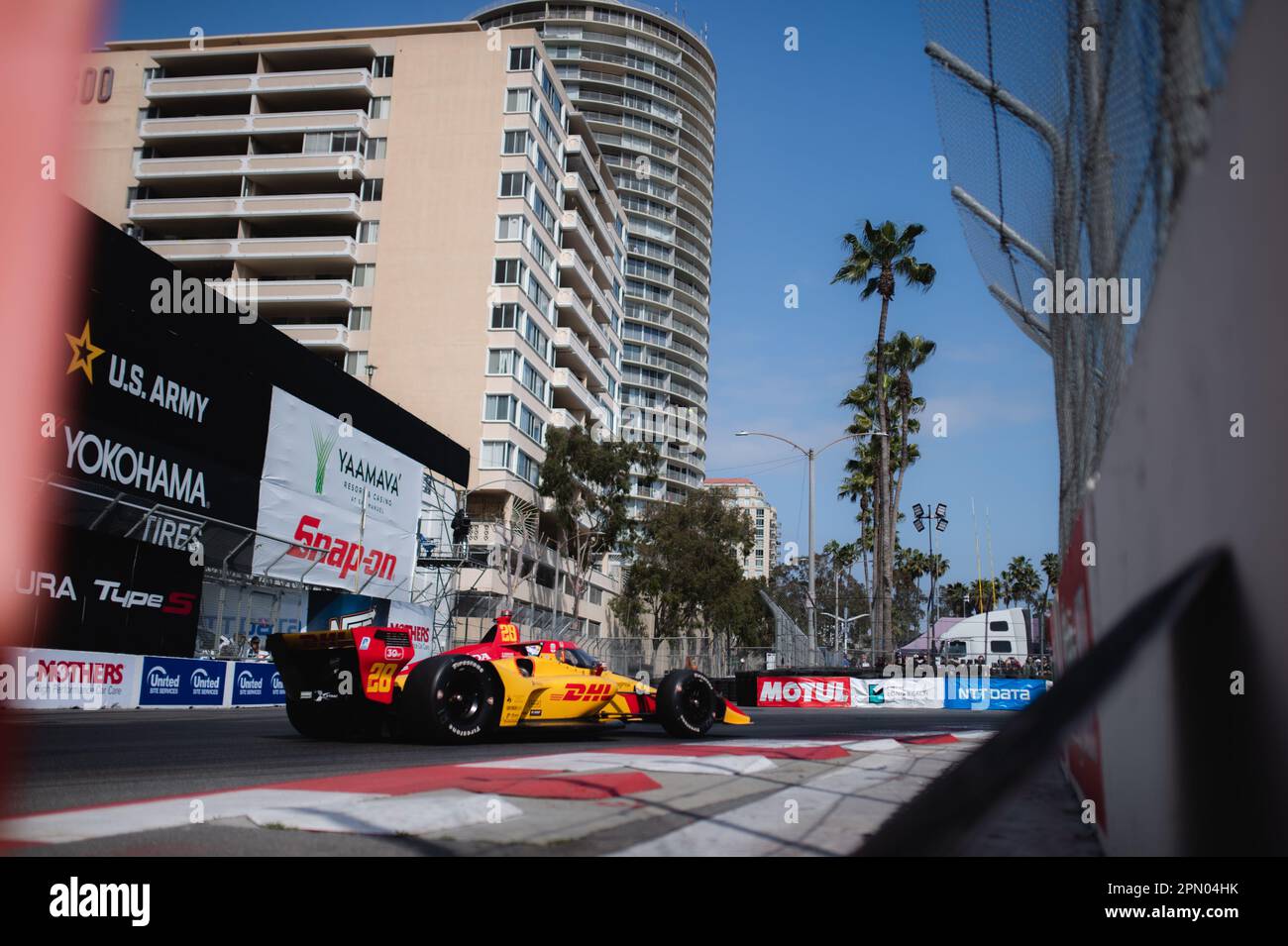 LONG BEACH, KALIFORNIEN, USA. , . Romain Grosjean von Frankreich nimmt am Indycar-Rennen auf der Long Beach Grand Prix Rennbahn in den Straßen von Long Beach Teil. NTT INDYCAR-SERIE, Andretti Autosport-Team, Dallara IR12, Honda-Motor, Startnummer: 28, Bild und Copyright Alex WONG/ATP Images (WONG Alex/ATP/SPP) Credit: SPP Sport Press Photo. Alamy Live News Stockfoto