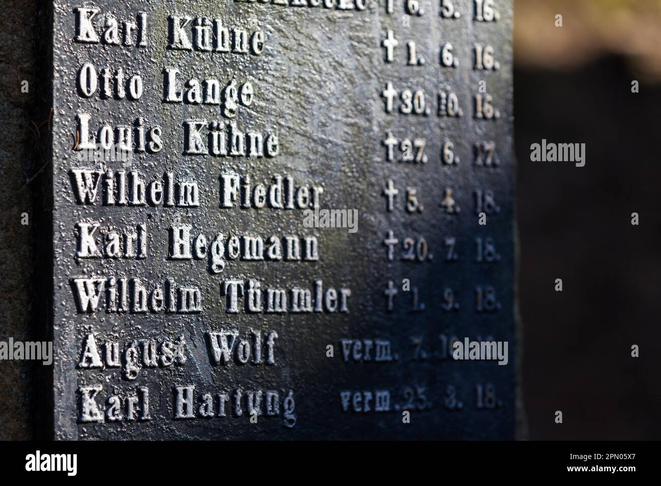 Opfer 1. World war Memorial Stone Stockfoto