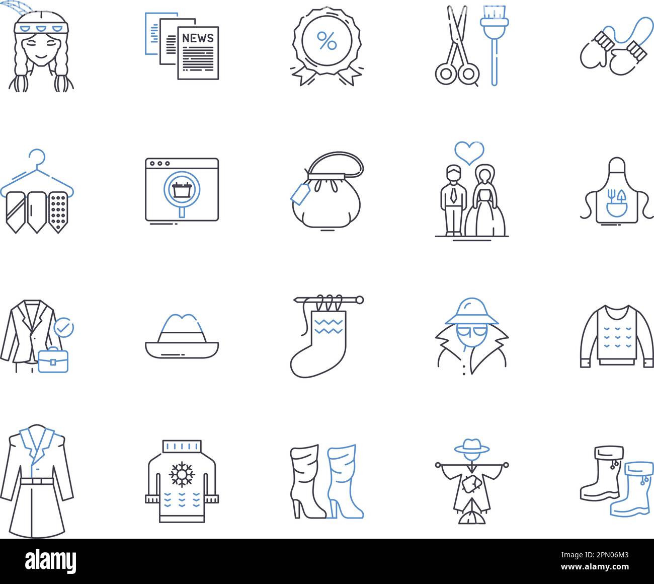 Outline Icons Kollektion für den Einzelhandel. Geschäft, Einkaufen, Outlet, Handel, Merchandise, Konzeptsatz „Trade“, „Buy Vector“ und „Illustration“. Verkauf, Einkauf Stock Vektor