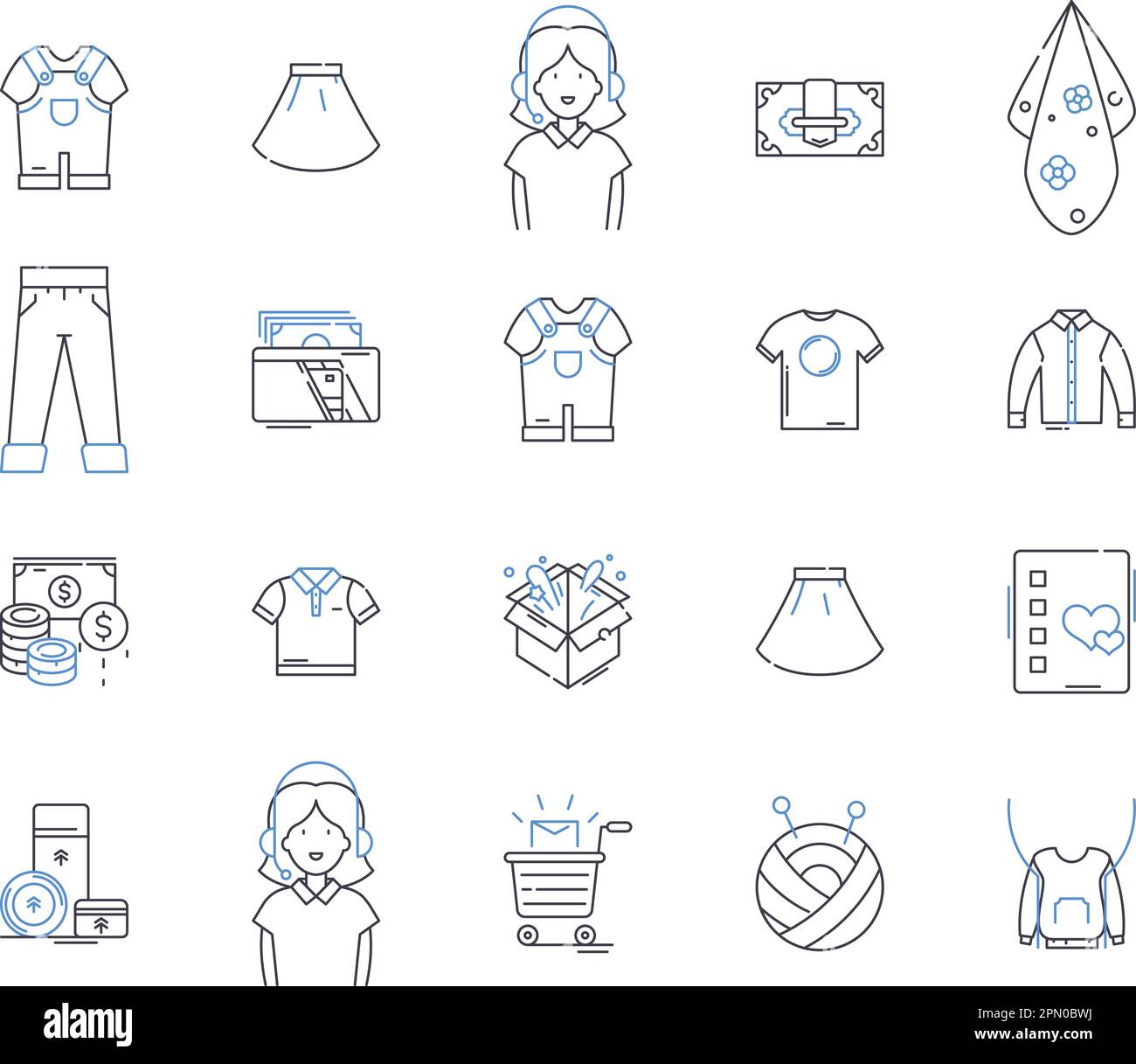 Outline Icons Kollektion für den Einzelhandel. Geschäft, Einkaufen, Outlet, Handel, Merchandise, Konzeptsatz „Trade“, „Buy Vector“ und „Illustration“. Verkauf, Einkauf Stock Vektor