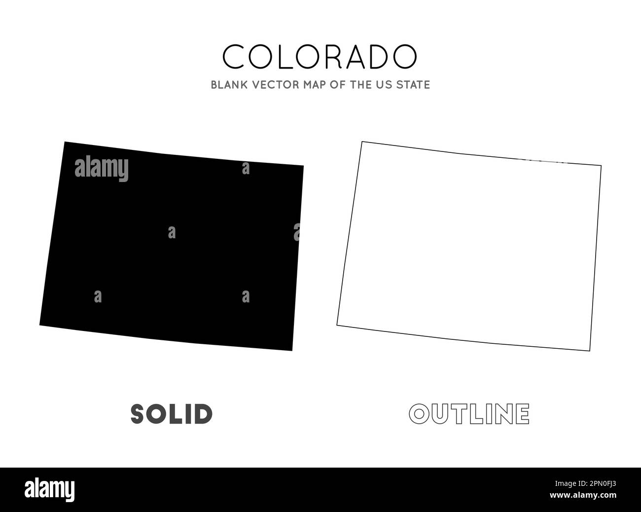 Colorado Karte. Leere Vektorkarte des US-Bundesstaates. Borders of ...