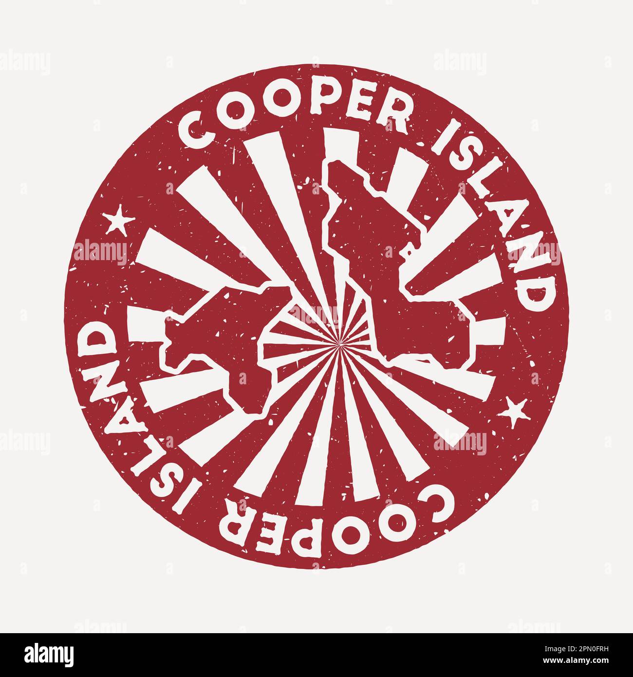 Cooper-Island-Stempel. Roter Gummistempel mit Randform, Vektordarstellung. Kann als Abzeichen, Logo, Label, Aufkleber oder Abzeichen des verwendet werden Stock Vektor