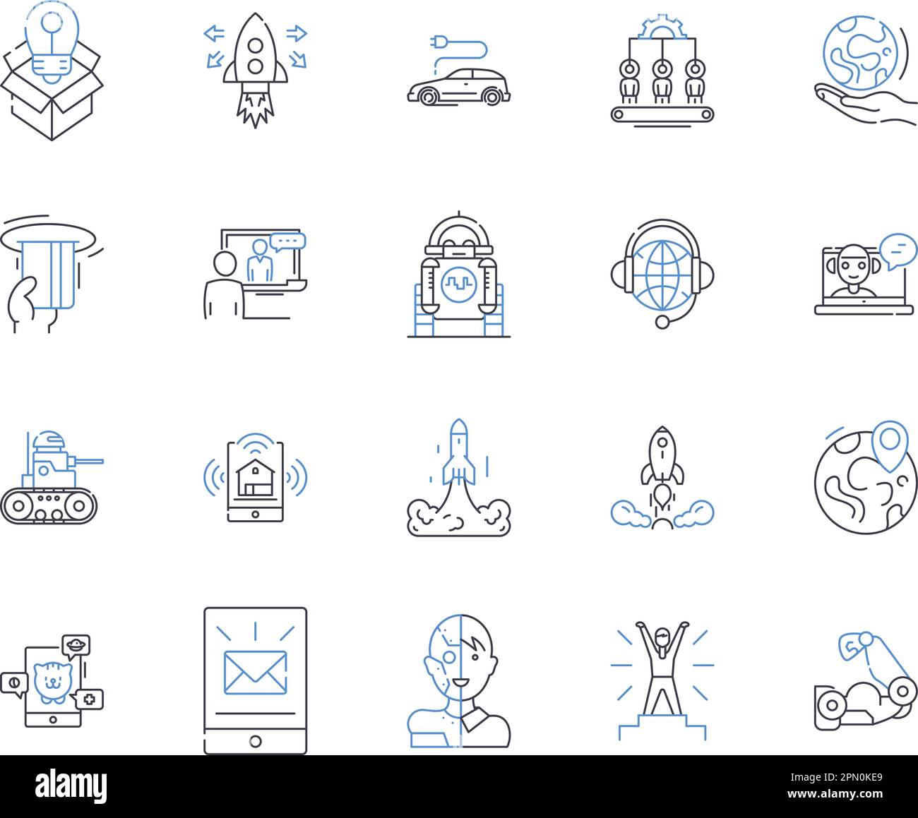 Symbolsammlung für die Softwareentwicklung. Software, Entwicklung, Codierung, Programmierung, Debugging, Testen, Entwerfen von Vektoren und Illustrationen Stock Vektor