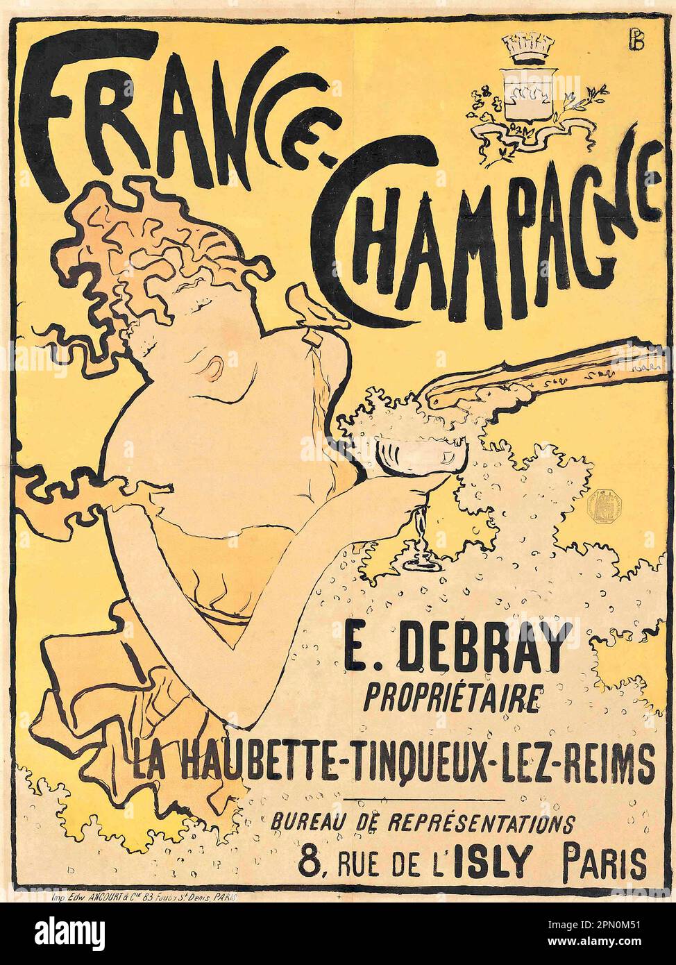 Poster für France-Champagne von Pierre Bonnard (1891), das ihn außerhalb der Kunstwelt bekannt machte Stockfoto