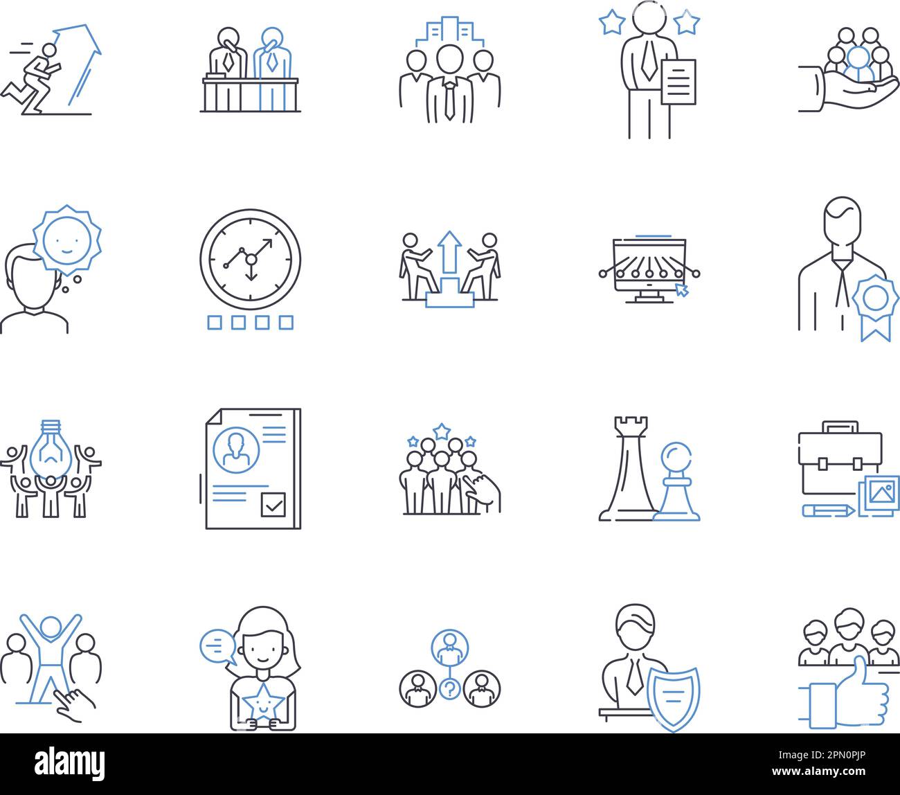 Symbolsammlung für die Geschäftsleitung. geschäftsführung, Verwaltung, Management, Führung, Strategie, Planungs-, Organisations- und Stock Vektor