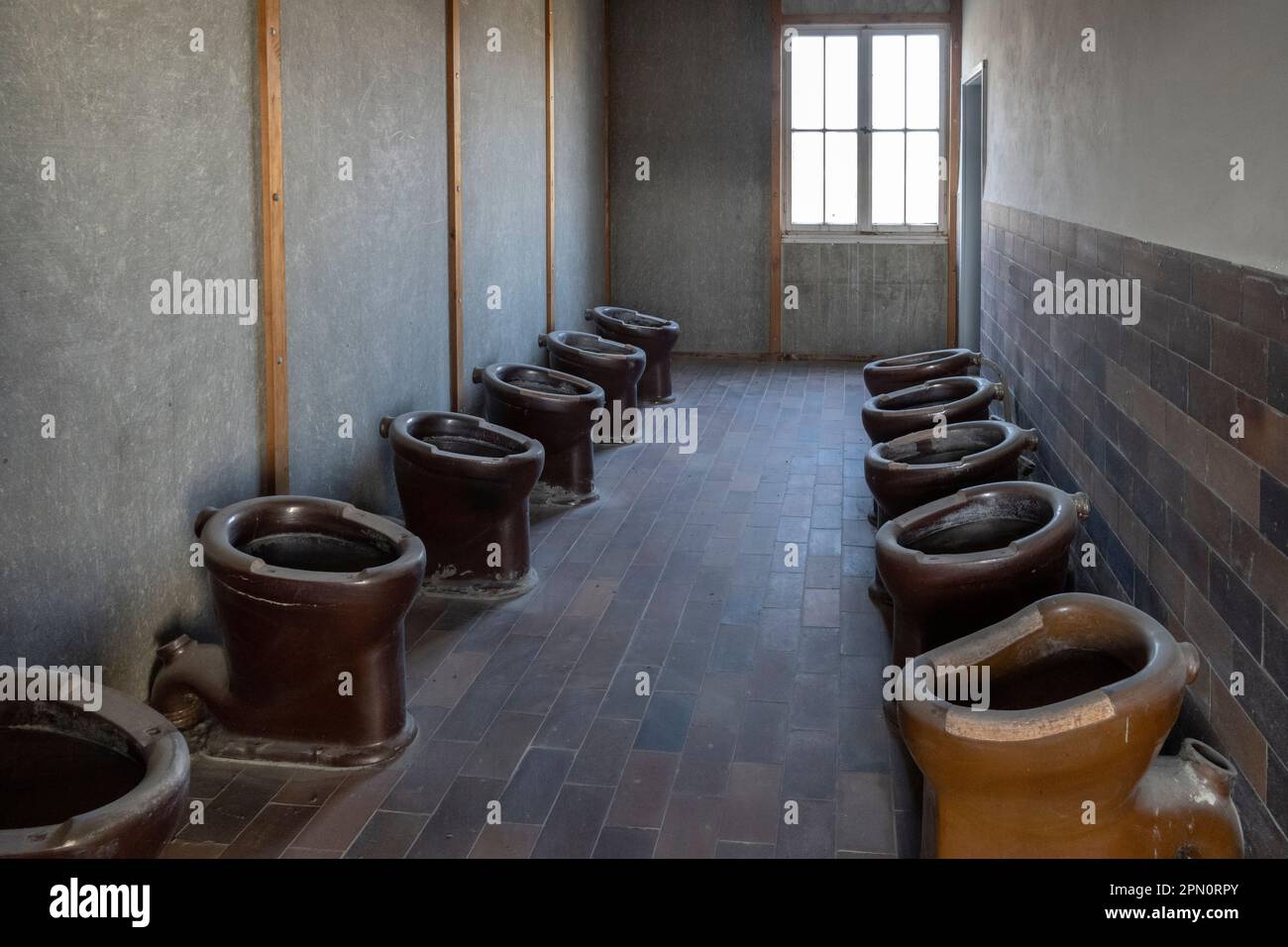 toilette in der Kaserne des Konzentrationslagers Dachau Stockfoto