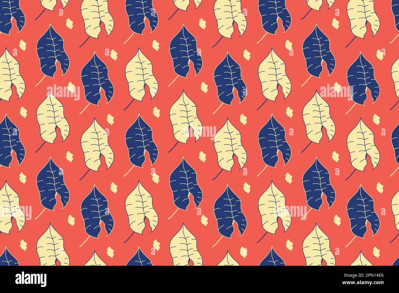 Herbstmuster. Vektor. Nahtloser Hintergrund mit Herbstblättern für modisches Design. Florale und geometrische Textur. Saisonale Tapeten. Farbenfrohe Illustration in flachem Design. Vektordarstellung Stock Vektor