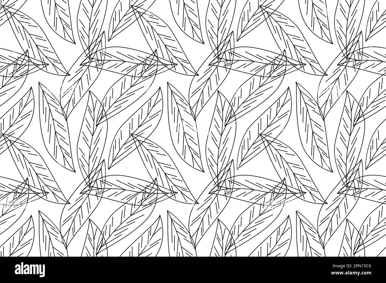 Nahtloses Muster aus schwarz-weißen Kräutern. Einfarbige Leaves. Design für Grußkarte, Muttertag, Hochzeit, Geburtstag, Textil, Web, Tapete, Verpackung, Druck, Urlaub. Vektordarstellung. Stock Vektor