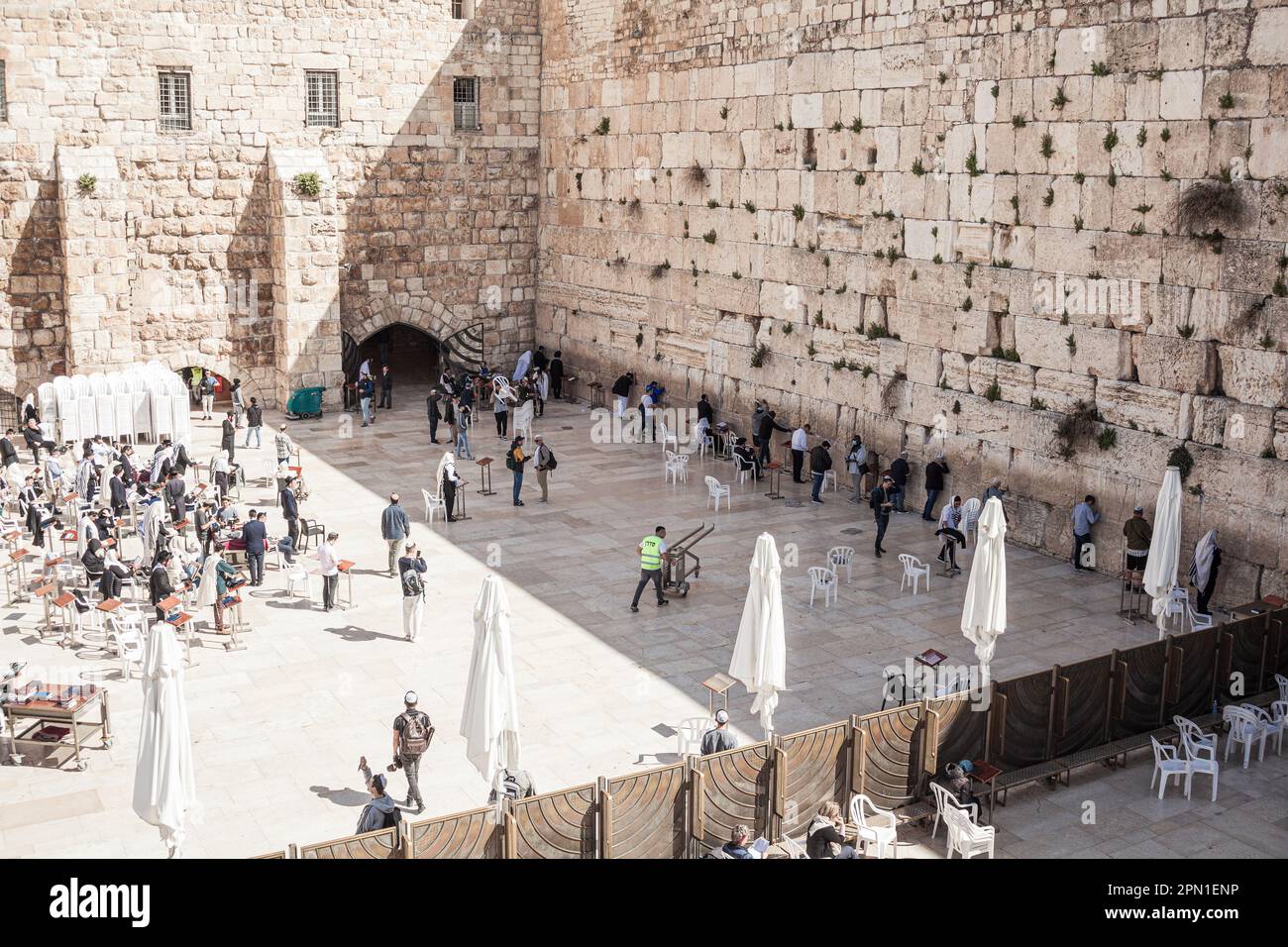 Jüdische Männer an der Westmauer in Ost-Jerusalem, Israel Stockfoto