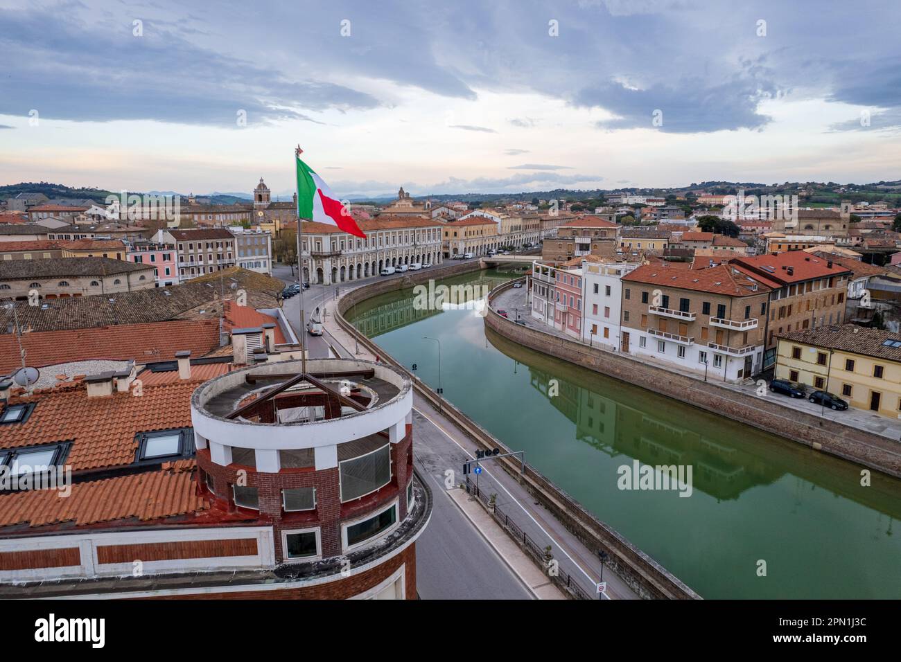 Luftaufnahme der italienischen Stadt Senigallia Stockfoto