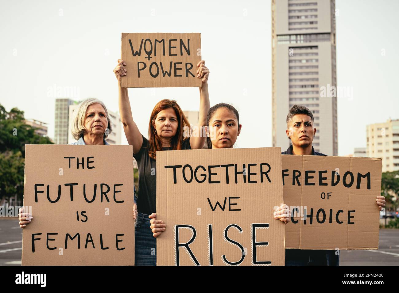 Demonstration der Frauenbewegung gegen Frauenrechte - Frauenempowerment-Konzept Stockfoto