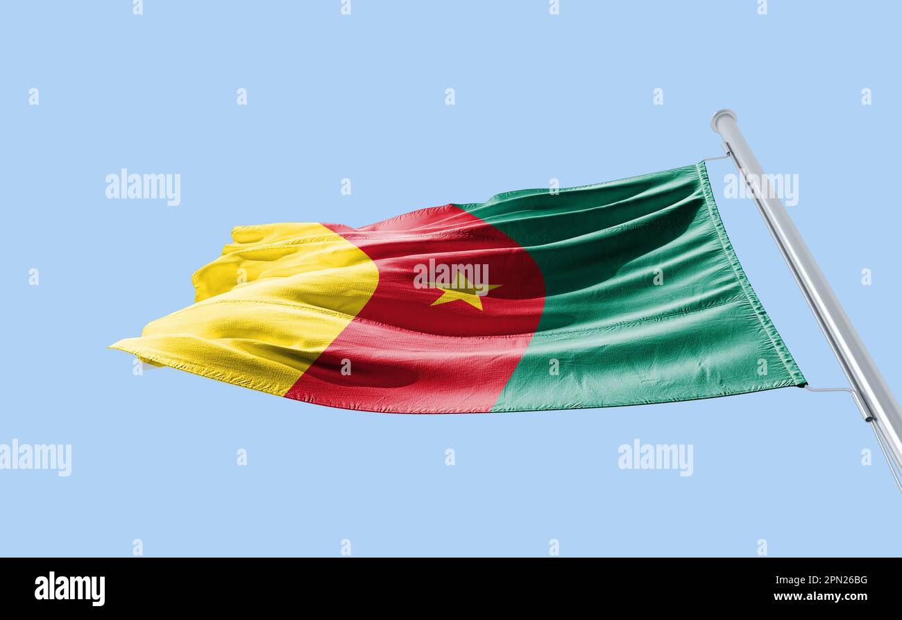Flagge kamerunischer unterdrückender Länder auf dem Kontinent Stockfoto