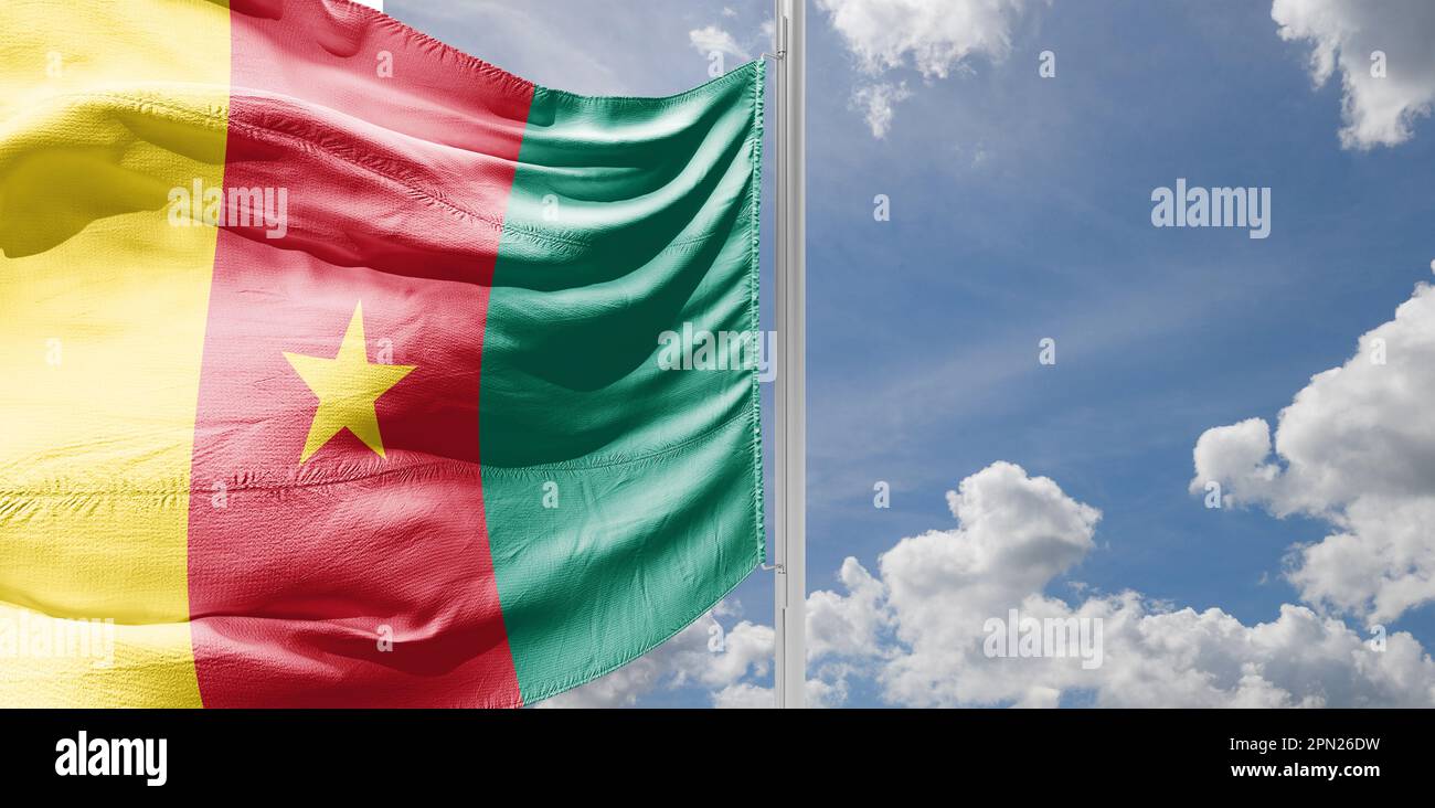 Flagge kamerunischer unterdrückender Länder auf dem Kontinent Stockfoto