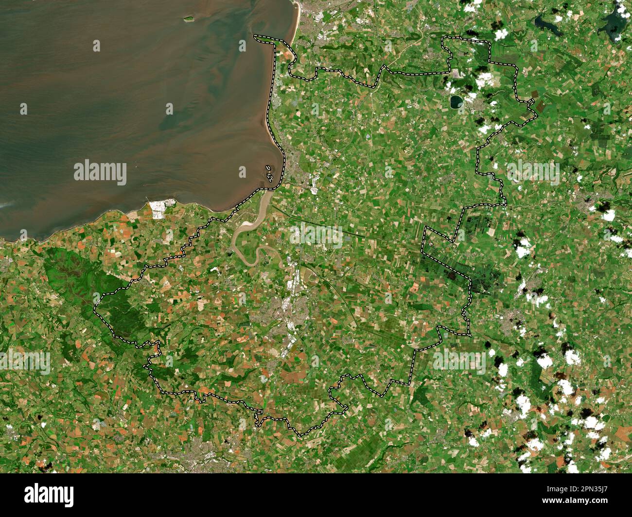 Sedgemoor, nicht städtischer Bezirk von England - Großbritannien. Satellitenkarte mit niedriger Auflösung Stockfoto