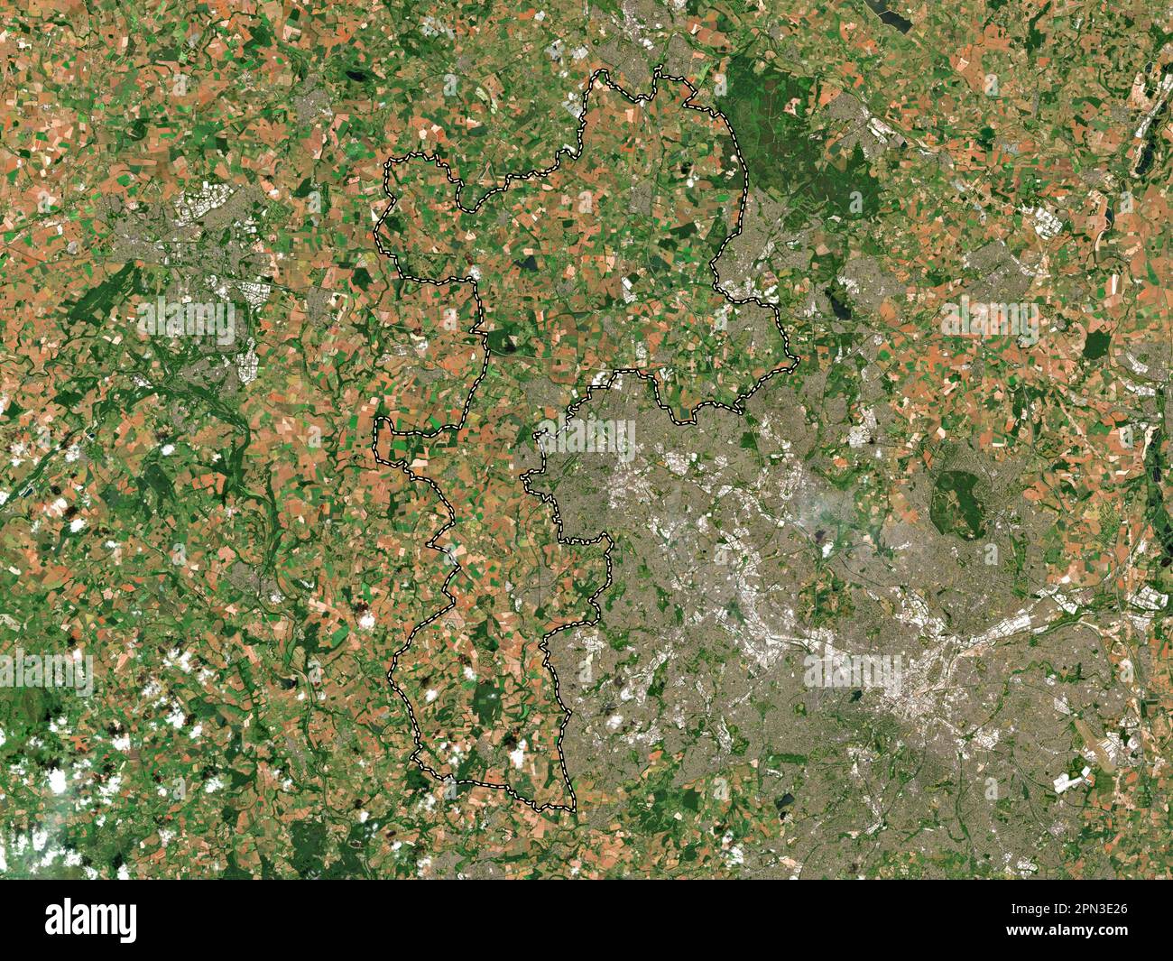 South Staffordshire, nicht-Metropolitan District of England - Großbritannien. Satellitenkarte mit niedriger Auflösung Stockfoto