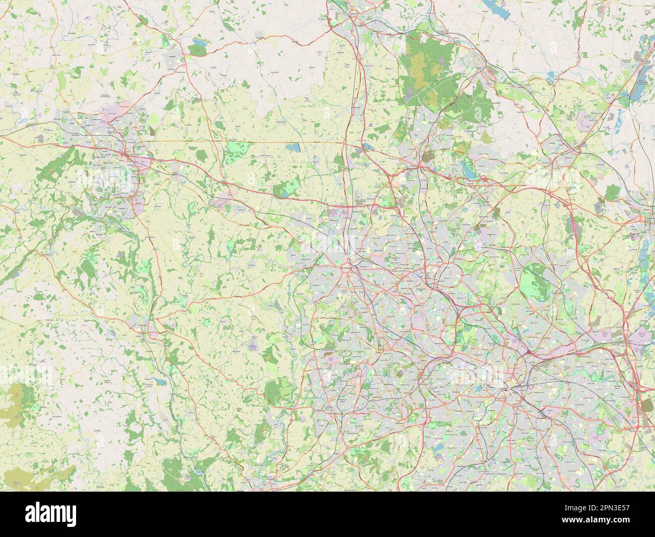 South Staffordshire, nicht-Metropolitan District of England - Großbritannien. Straßenkarte Öffnen Stockfoto
